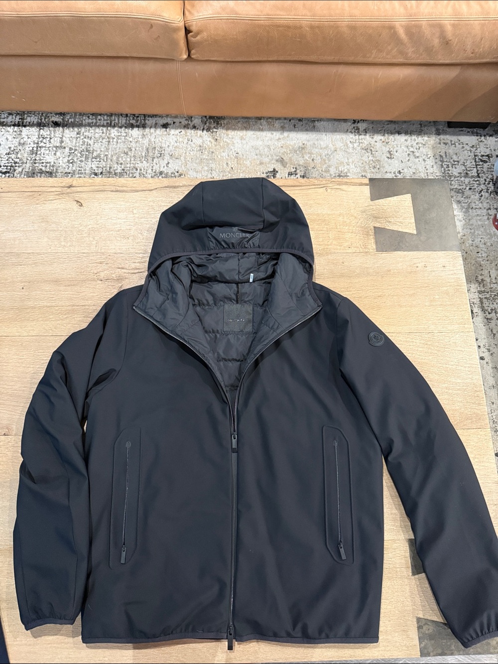 Moncler Men's Black Technical Hooded Performance Jacket/Shell